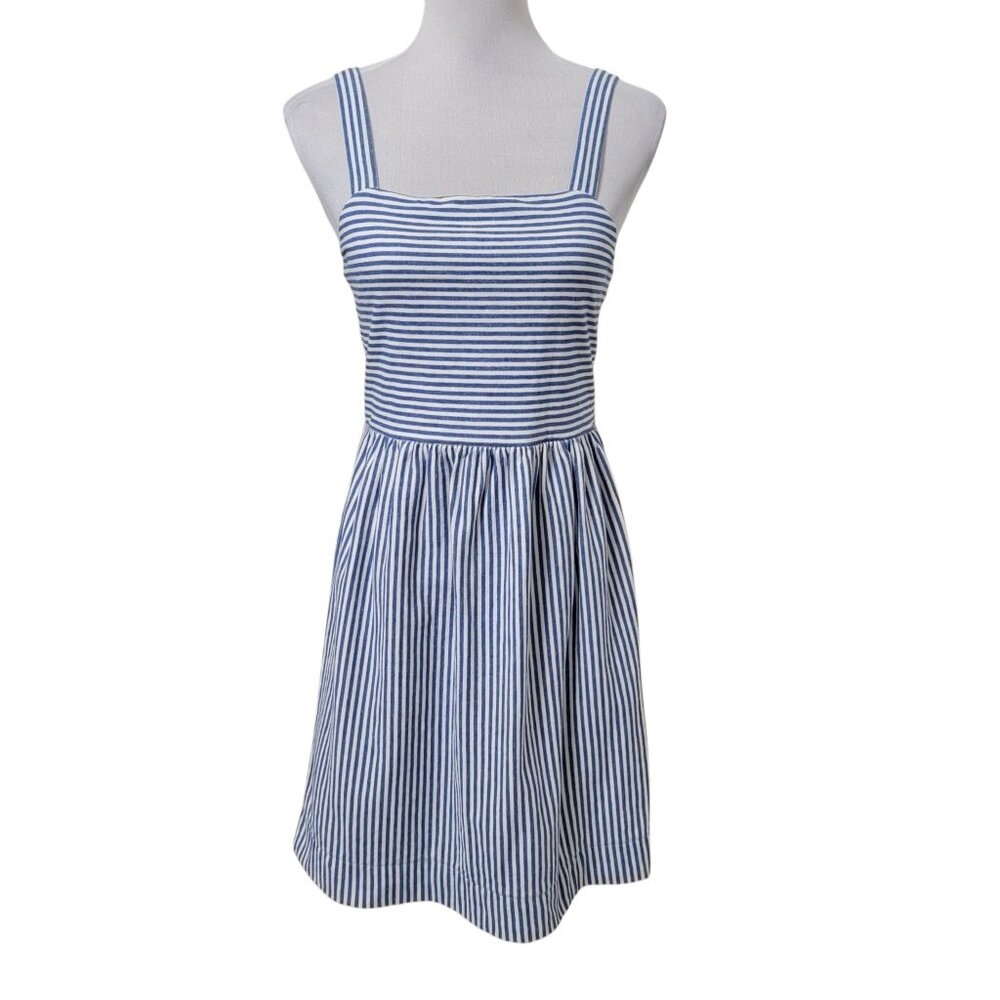 LOFT Size XS Blue and White Striped Halter Dress